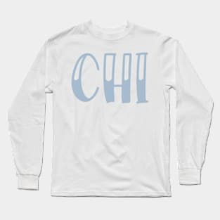 Light Blue Chi Letter Long Sleeve T-Shirt